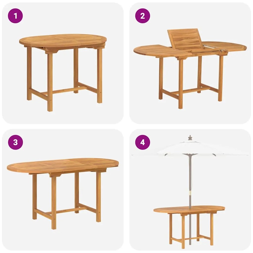 Conjunto de Jantar de Jardim vidaXL com 5 Peças em Madeira de Teca Sól