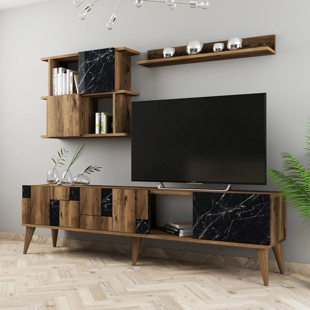 Móvel TV Madrid – Nogueira Preto – 180 cm x 48,6 cm x 33,8 cm