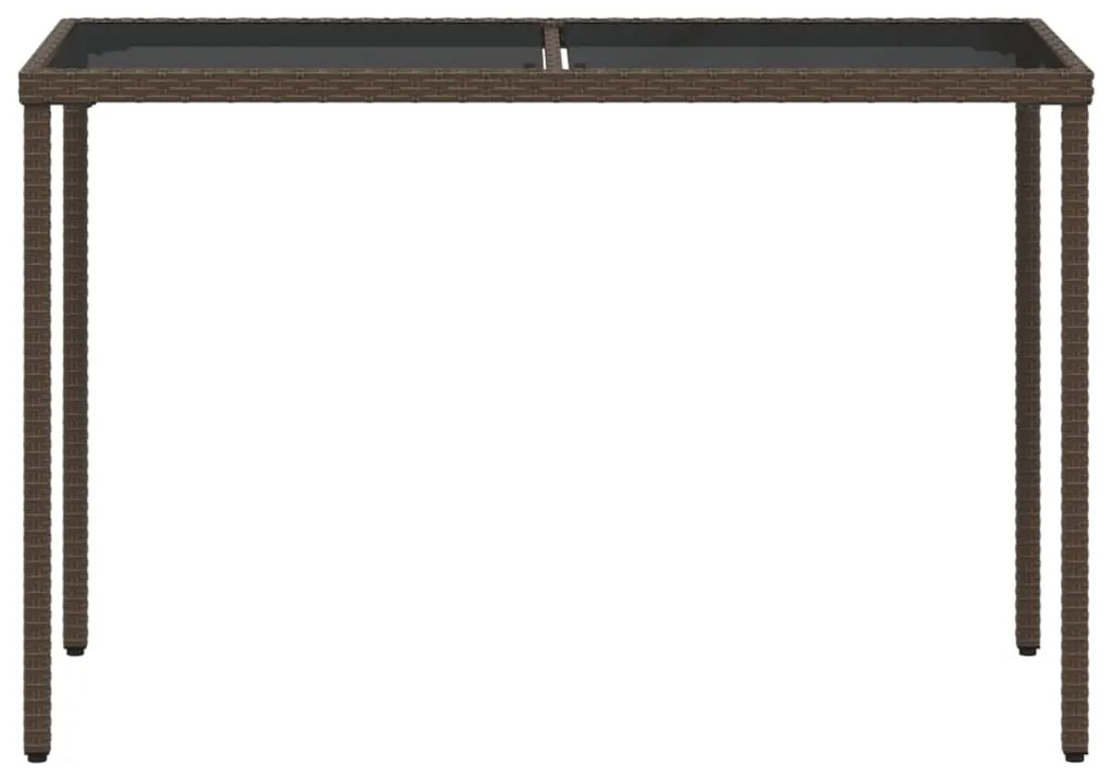 Mesa de jardim com tampo de vidro 115x54x74 cm vime PE castanho