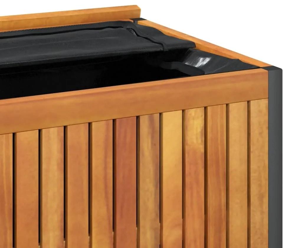 Caixa p/ almofadões de exterior 85x45x45/53cm acácia maciça/aço