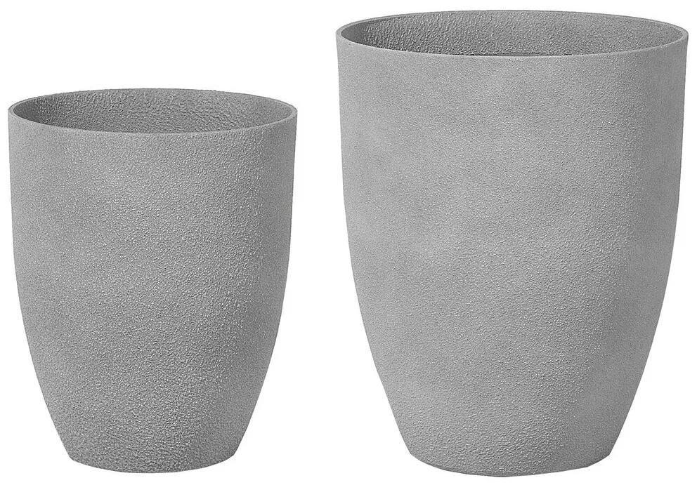 Conjunto de 2 vasos para plantas cinzento CROTON Beliani