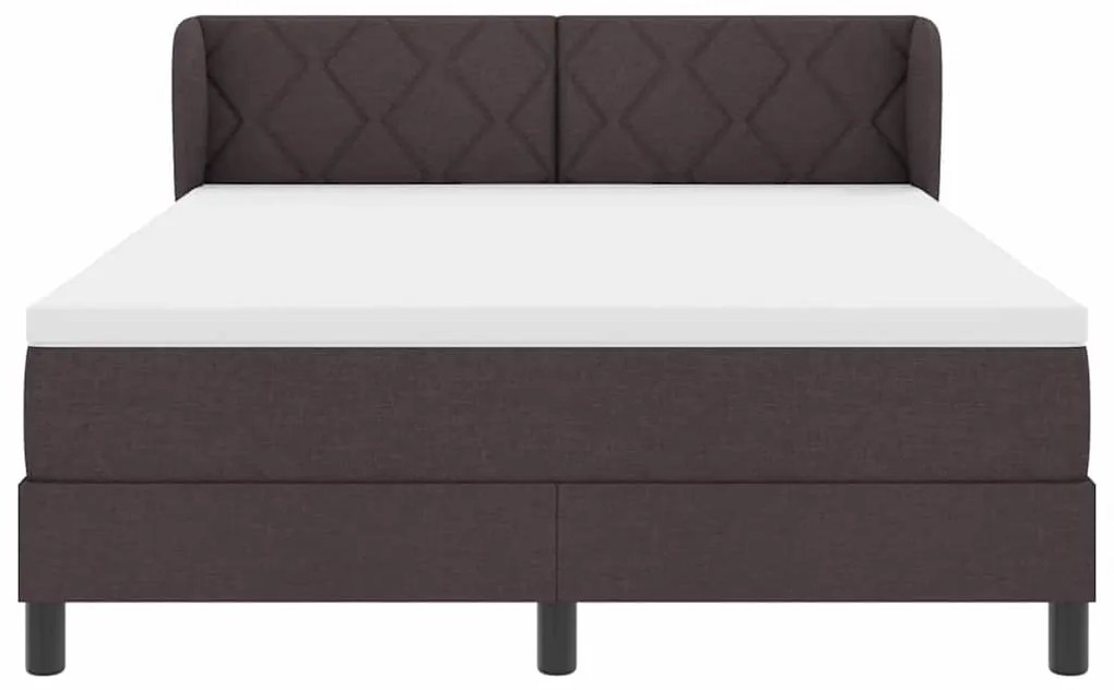 Cama Box Spring vidaXL com Colchão Castanho Escuro 140x200 cm Tecido