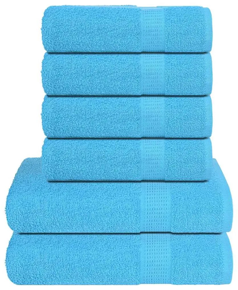 vidaXL 6pcs Conjunto toalhas banho 360 gsm 100% algodão turquesa