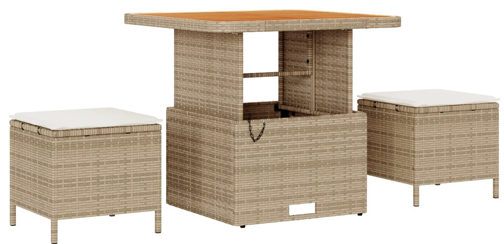 Conjunto de Sofá de Jardim vidaXL 9 Peças com Almofadas Bege Vime Acác