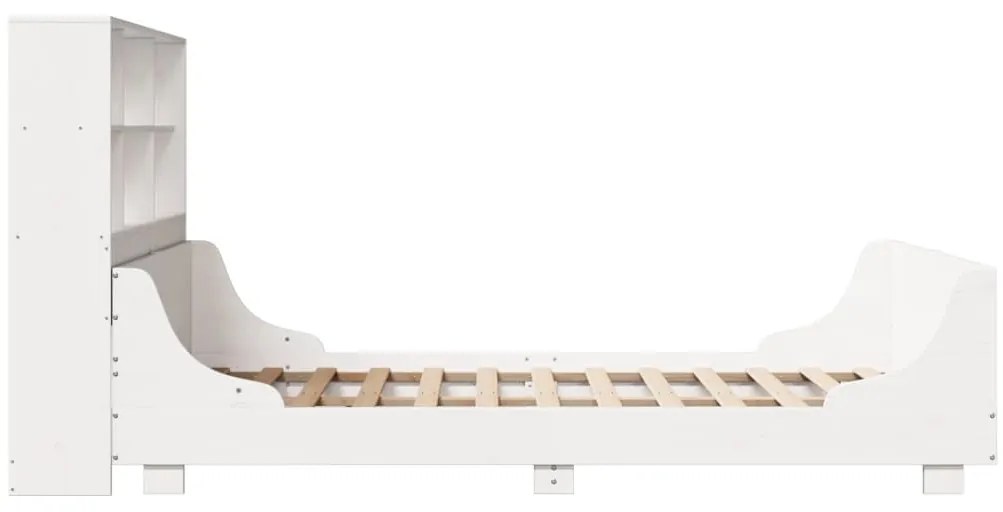 Cama com estante sem colchão 120x190 cm madeira maciça branco