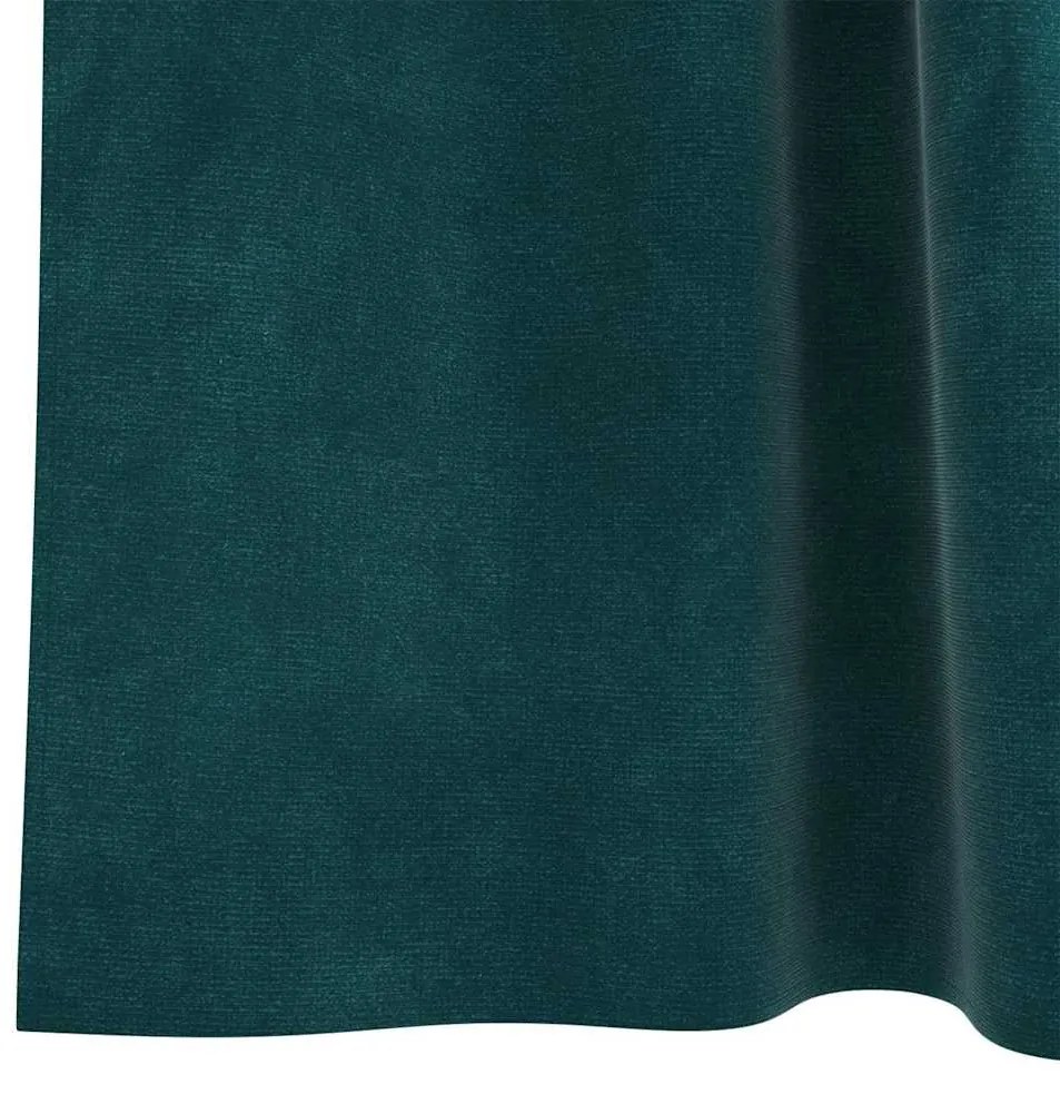 Cortinas Blackout vidaXL com Laços de Pendurar 2 pcs Verde Escuro Velu
