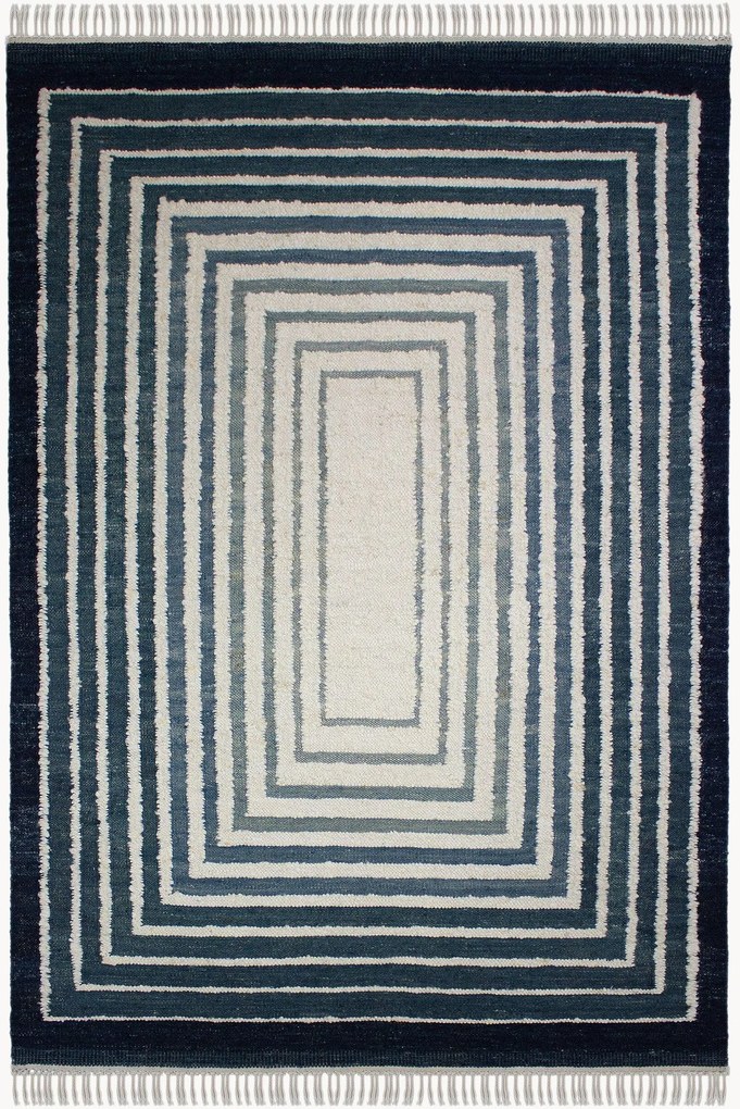 Tapete de lã bouclé artesanal de tecelagem plana Frame