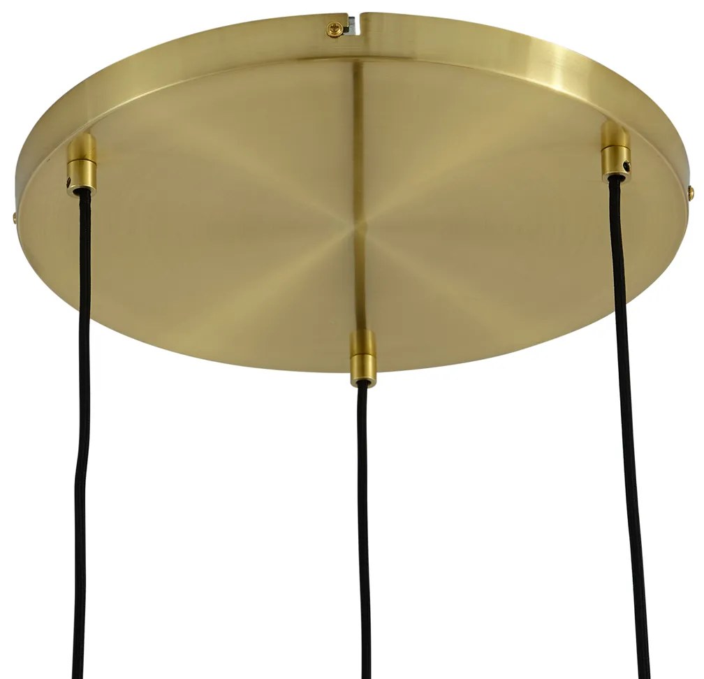 Candeeiro suspenso moderno dourado com vidro âmbar 3-luzes - Traditional
