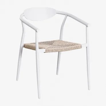 Cadeira De Jardim Empilhável Marsha Com Braços Em Alumínio E Rattan Sintético Branco Glacial - Sklum
