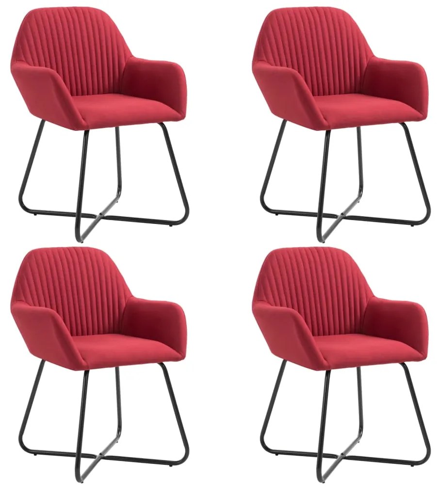 vidaXL Cadeiras de jantar 4 pcs tecido vermelho tinto