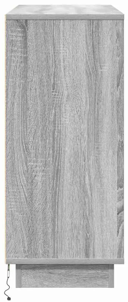 Sideboard com LED Cinza Sonoma 90x32x75 cm Madeira de Engenharia