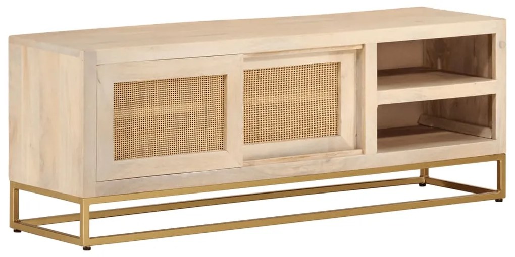 Móvel de TV 110x30x40 cm madeira de mangueira maciça e ferro