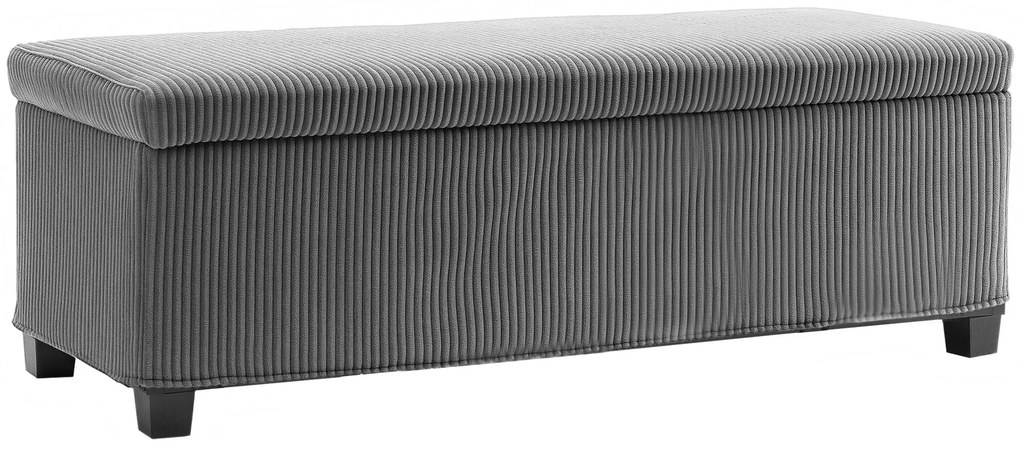 HOMCOM Banco de Arrumação Capacidade de 84 L Estofado em Veludo Banco Pé de Cama para Dormitório 112x42x40 cm Cinza | Aosom Portugal