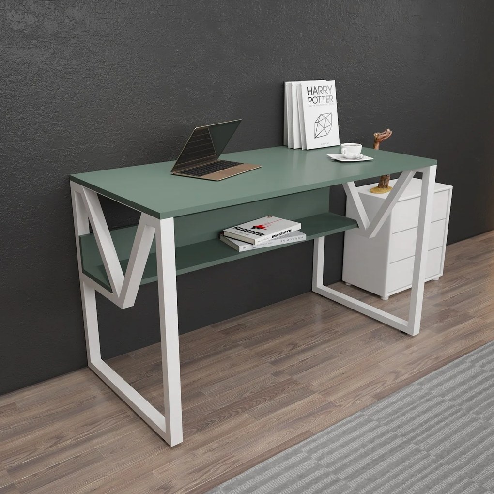 Secretária Lona – Verde e Branco – 120x72,8x60 cm