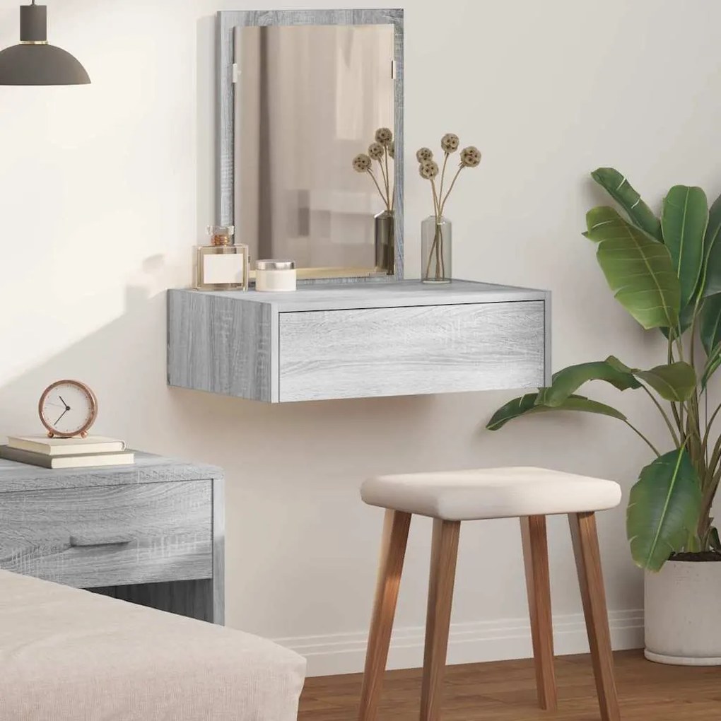 Mesa de Maquiagem Suspensa em Cinza Sonoma, 60x40x70 cm