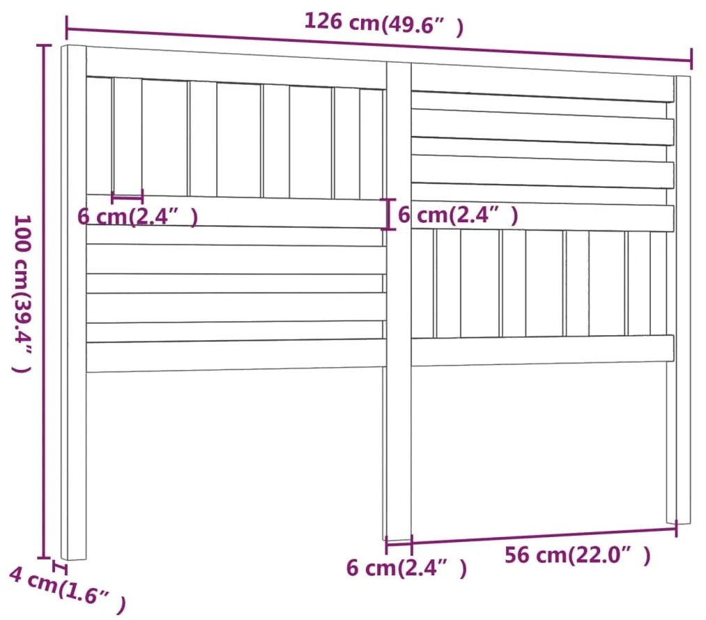 Cabeceira de cama 126x4x100 cm pinho maciço castanho mel