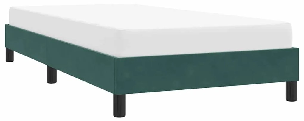 Estrutura de cama sem colchão 80x210 cm veludo verde-escuro