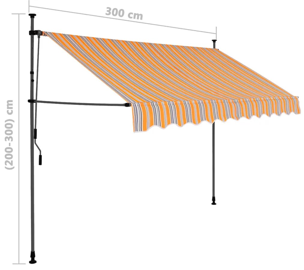 Toldo retrátil manual com LED 300 cm amarelo e azul