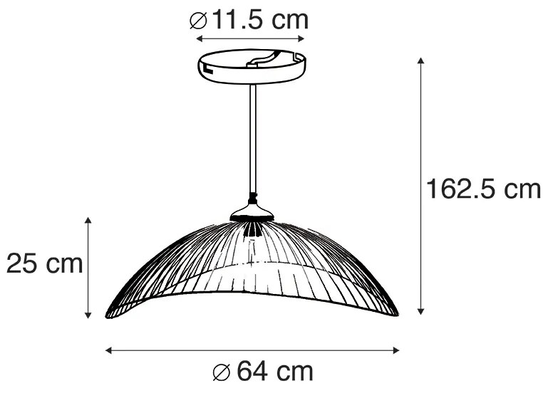 Candeeiro suspenso design latão 64 cm - PIA Design