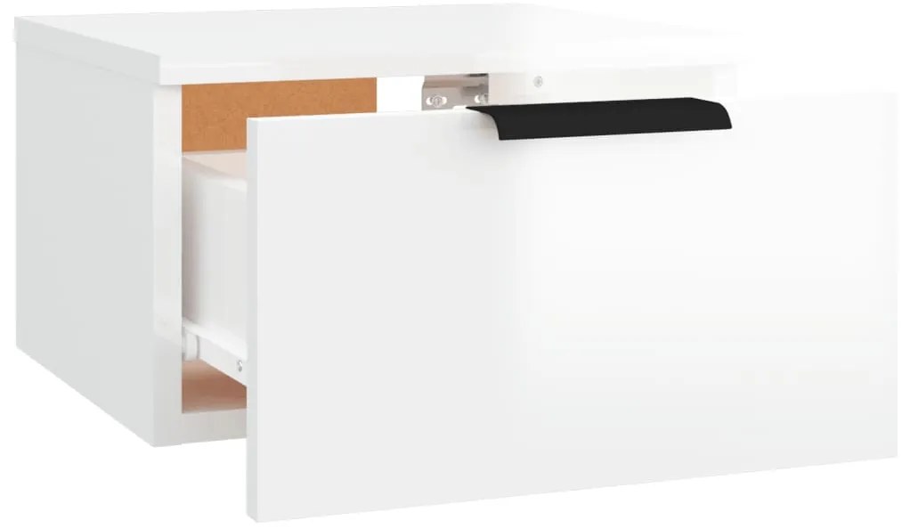 Mesas de cabeceira parede 34x30x20 cm branco brilhante