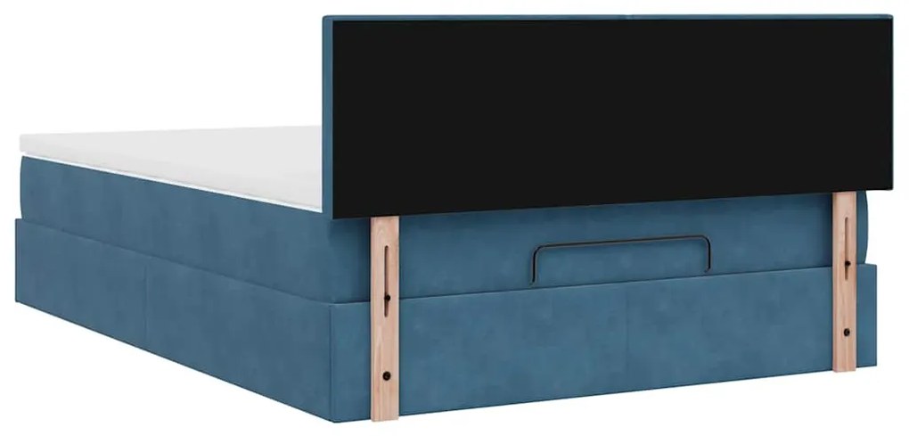 Estrutura de cama otomana com colchão 140x200 cm azul escuro
