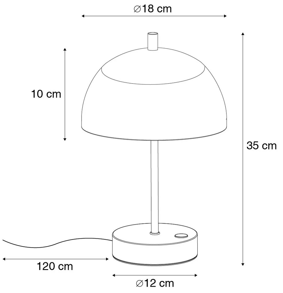 Candeeiro de mesa moderno preto com vidro opalino incluindo LED com dimmer de 3 etapas - Djent Moderno