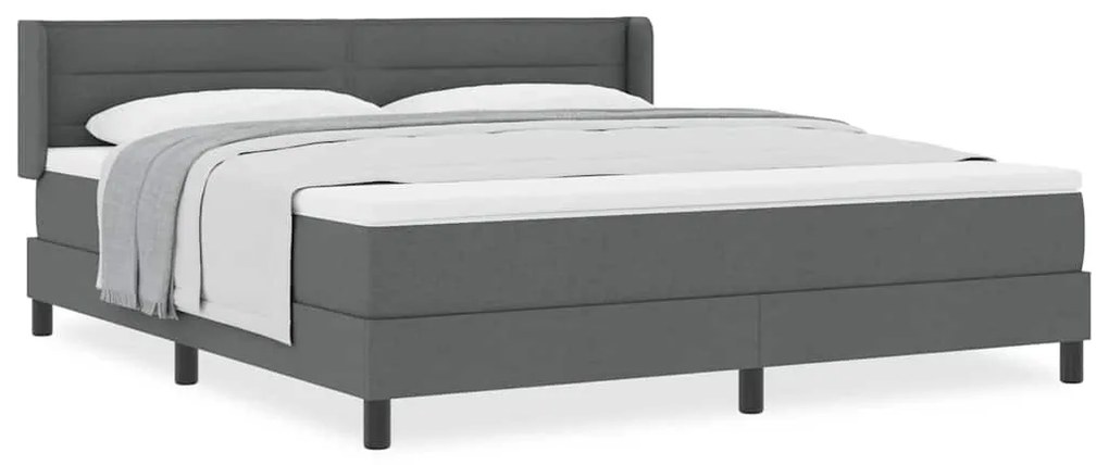 Cama Box com Colchão , Cinza Escuro, 180 x 200 cm, Tecido.