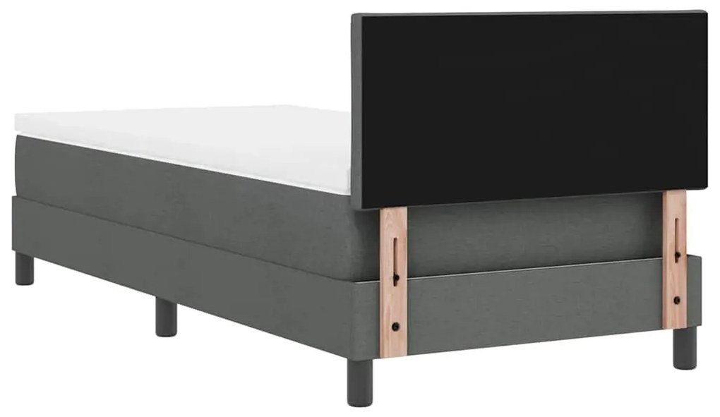 Cama Box Spring com Colchão &amp; LED Cinza Escuro 90x200 cm Tecido