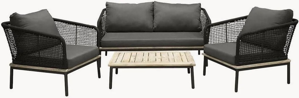 Conjunto lounge em madeira de acácia Andorra, conjunto de 4