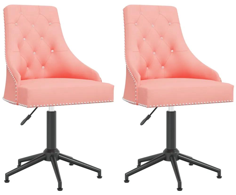 3093113 vidaXL Cadeiras de jantar giratórias 2 pcs veludo rosa