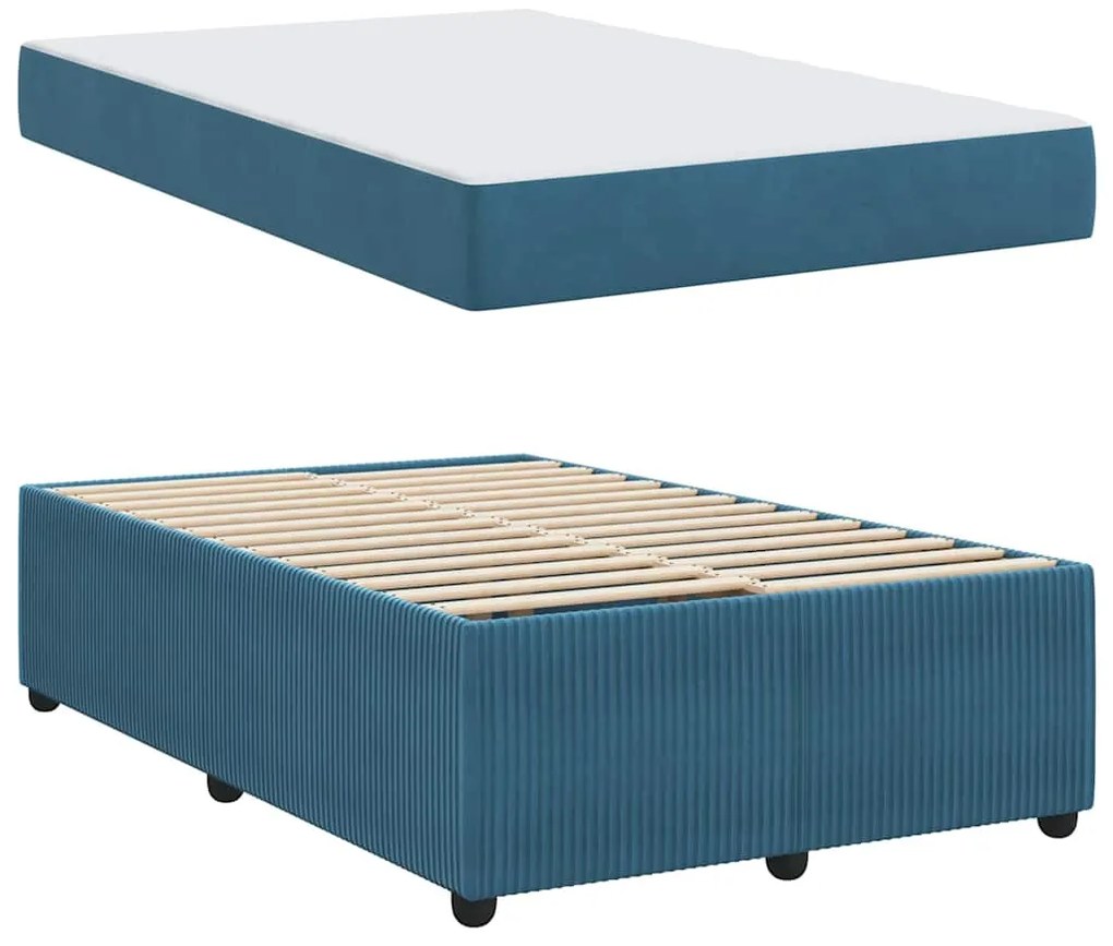 Estrutura de cama com colchão Outros Azul 120 x 190 cm Veludo