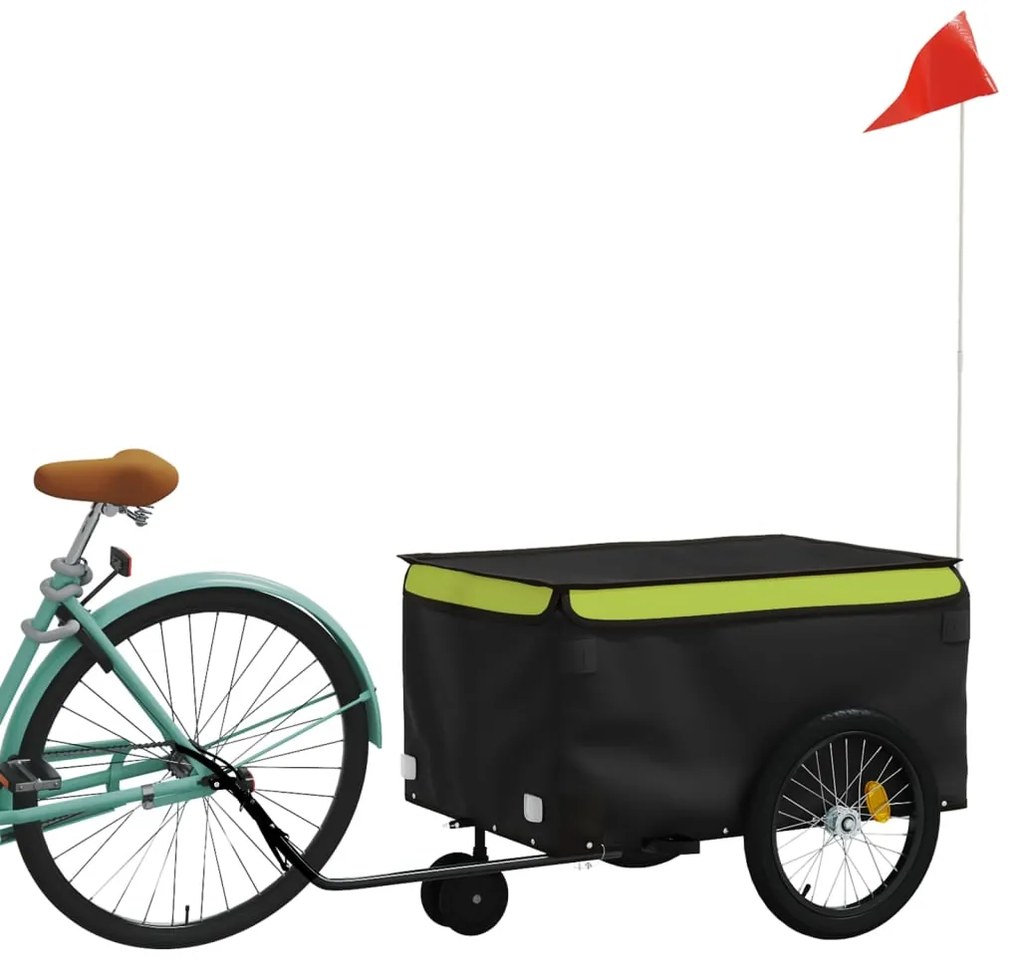 Reboque para bicicleta 30 kg ferro preto e verde