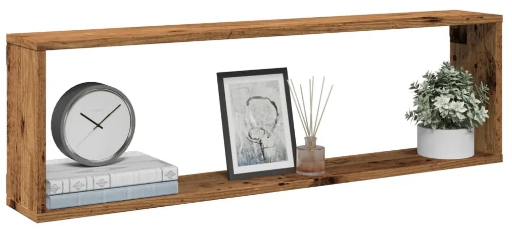 Prateleiras de parede cubos 4 pcs deriv. madeira madeira velha
