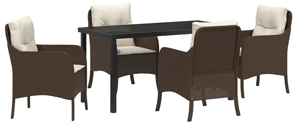 Conjunto de Jantar de Jardim com Almofadas Vime Poly Castanho