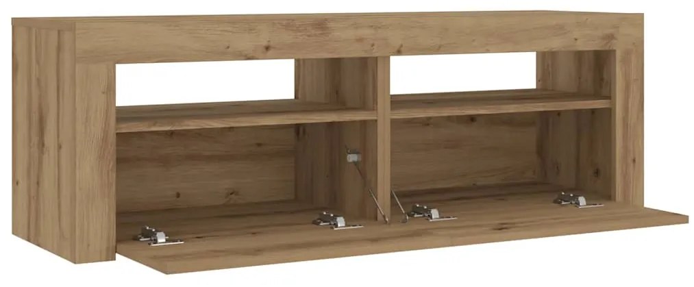 Mesas cabeceira c/ LEDs 2 pcs 60x35x40 cm carvalho artesanal