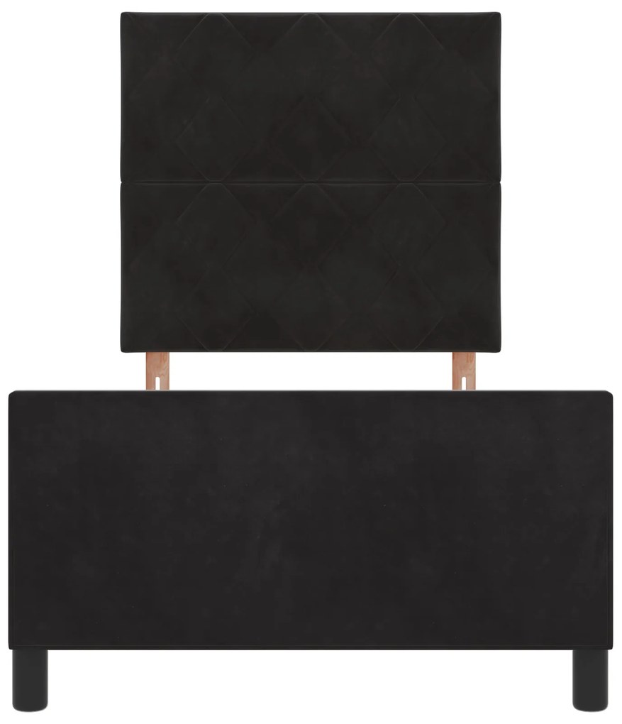 Estrutura de Cama Preta 90x190 cm Veludo