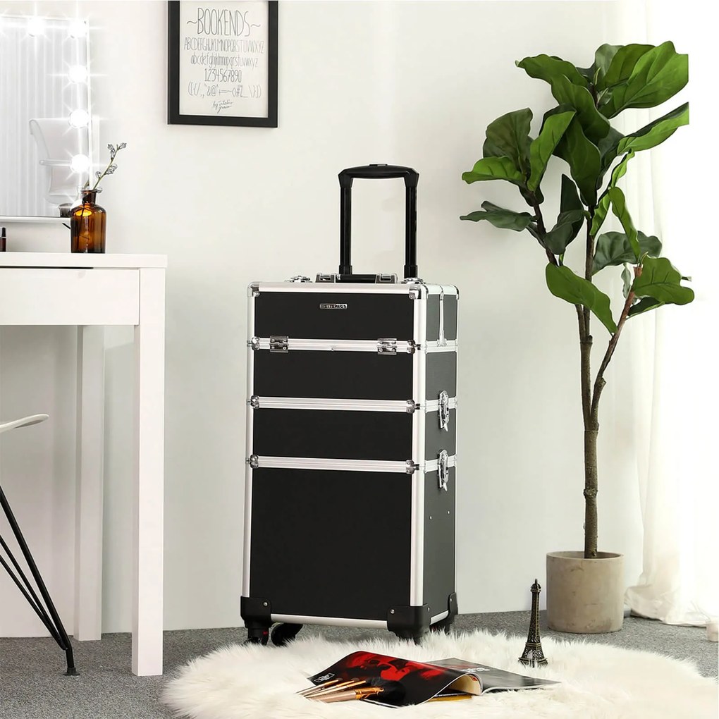 Mala maquilhagem 35 x 68,5 x 25 cm 3 em 1 preto