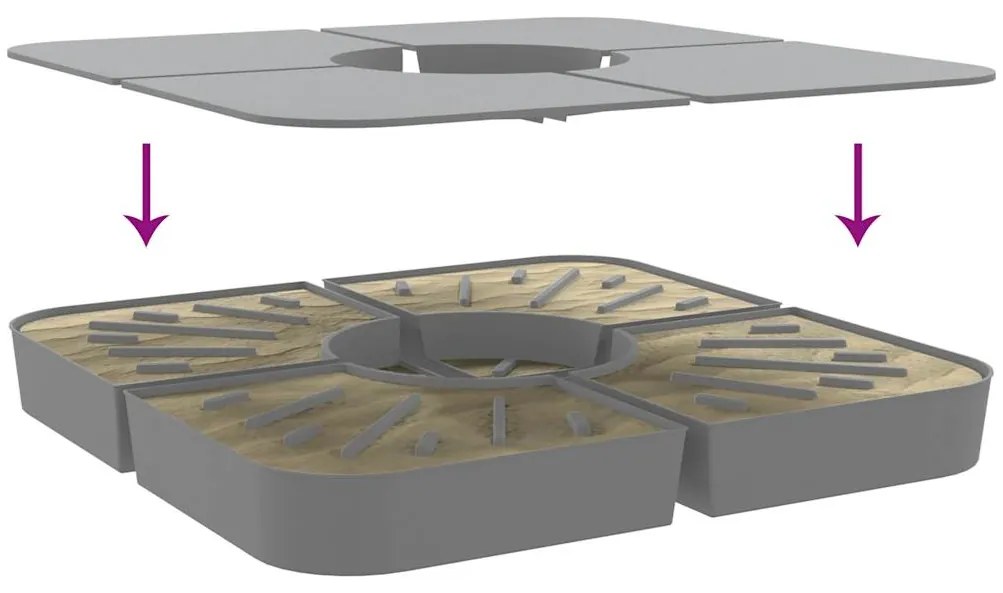 4 pcs conj. base para guarda-sol de suporte cruzado 100 kg PP