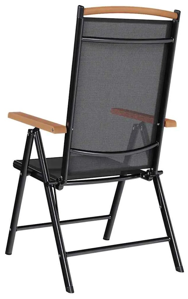 Cadeiras de jardim dobráveis 4 pcs alumínio e textilene preto