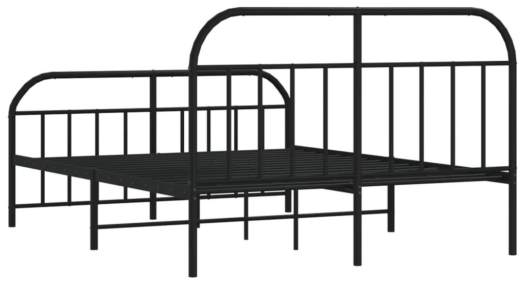 Estrutura de cama com cabeceira e pés 140x190 cm metal preto