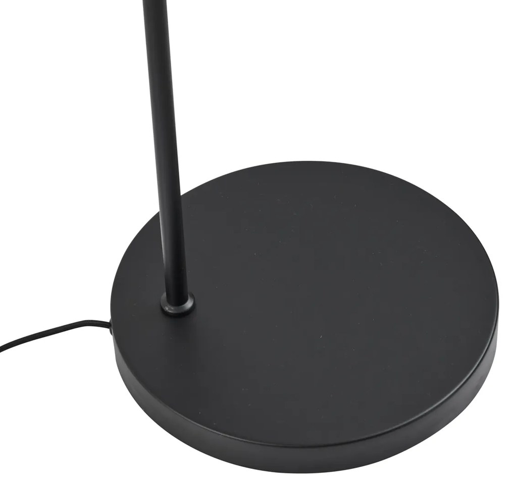 Candeeiro de pé Japandi preto com dourado e abajur bege - Pluni