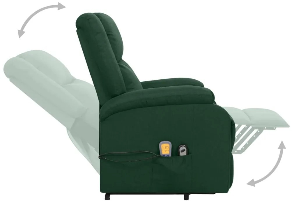 Poltrona elevatória de massagens tecido verde-escuro