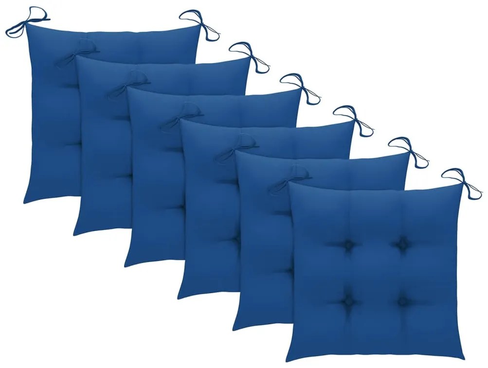Cadeiras de jardim 6 pcs c/ almofadões madeira de acácia maciça