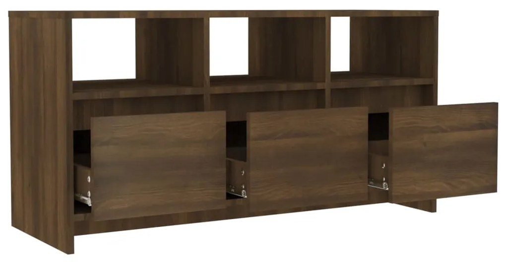 Móvel de TV Endy com 3 Gavetas e Compartimentos de 102 cm - Castanho -