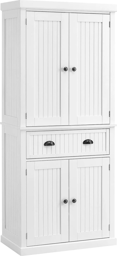 HOMCOM Buffet Armário de Cozinha 4 Portas com Gavetão e Prateleiras Ajustáveis Branco 76,2x40,2x183 cm | Aosom Portugal