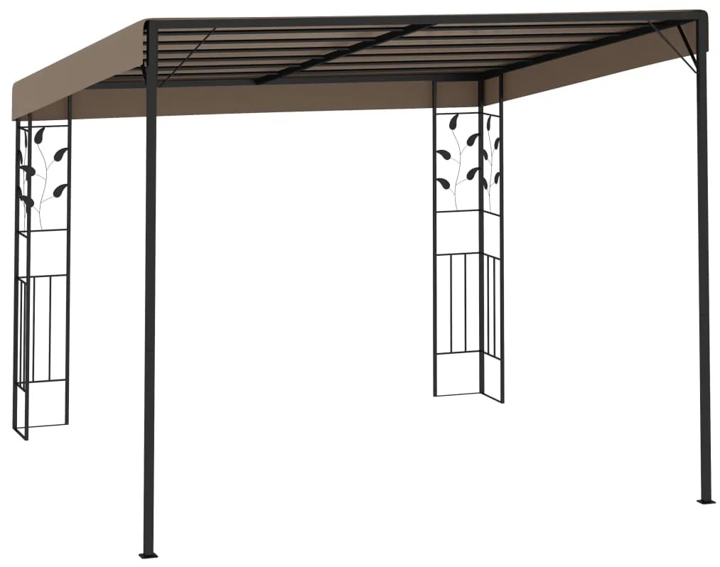 Gazebo de parede 3x3x2,5 m cinzento-acastanhado