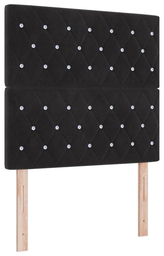 Cama Box Spring com Colchão e Banco Preto 100x200 cm Veludo
