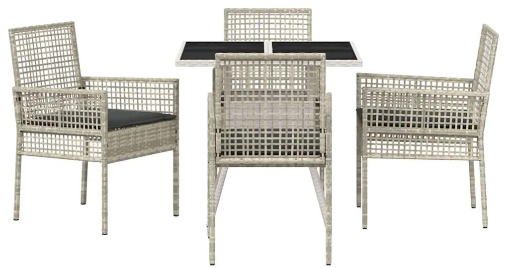 Conjunto de Jantar de 5 Peças Cinza Claro Rattan