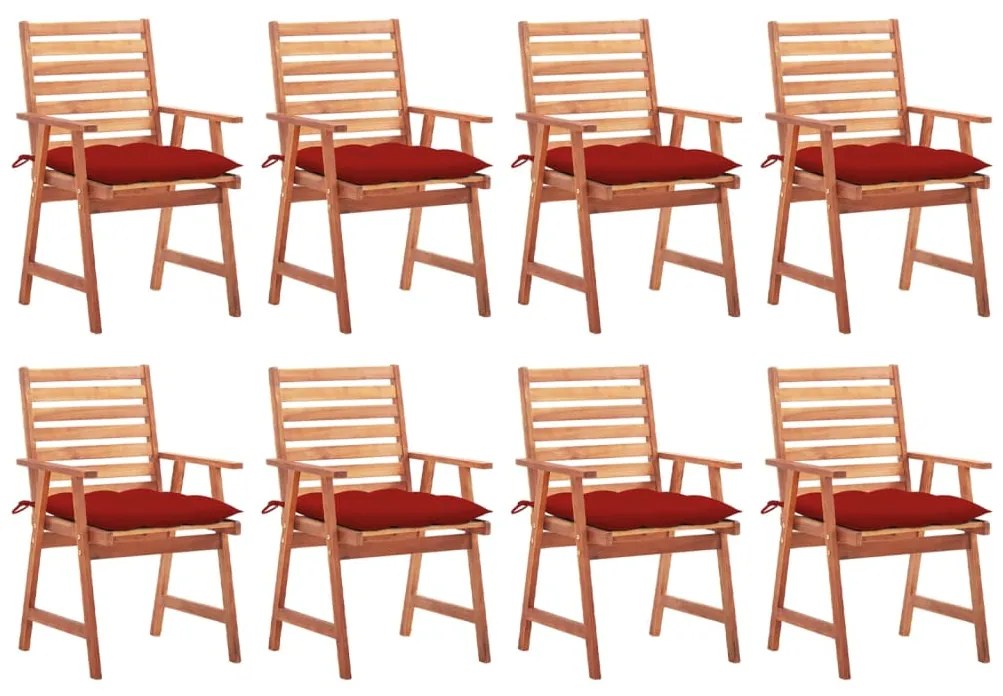 vidaXL Cadeiras de jantar p/ jardim 8 pcs c/ almofadões acácia maciça