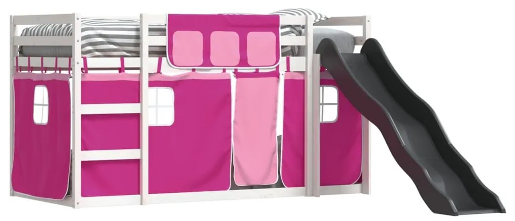 Beliche com escorrega e cortinas 90x200 cm rosa